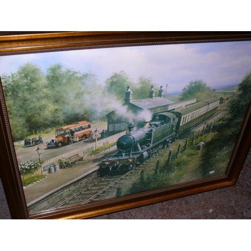 216 - Vintage framed print 'Chasing the Train' by Don Breckon plus another by Don Breckon