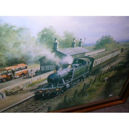 216 - Vintage framed print 'Chasing the Train' by Don Breckon plus another by Don Breckon