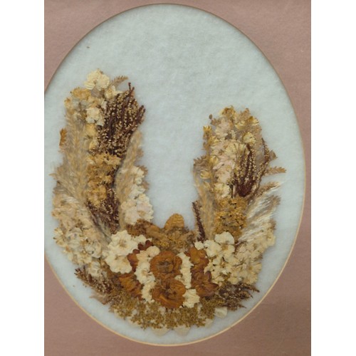 134 - Vintage dried pressed flowers fire screen, with floral wooden frame. Label to reverse for ‘Flowerhea... 