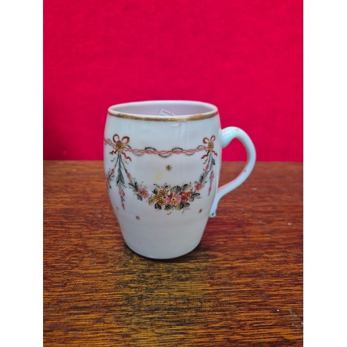 147 - Antique opaline glass lot - including a tankard with polychrome floral swagging decoration, a blue v... 