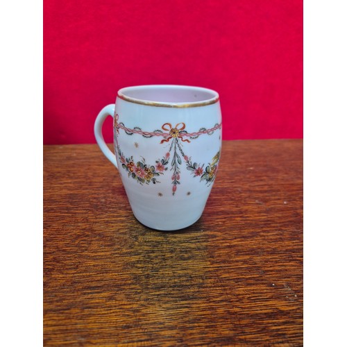 147 - Antique opaline glass lot - including a tankard with polychrome floral swagging decoration, a blue v... 