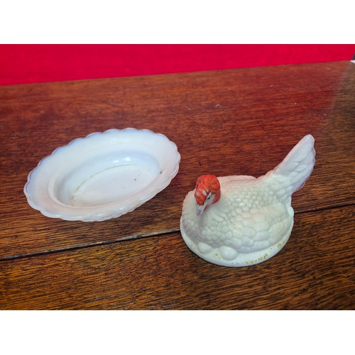 147 - Antique opaline glass lot - including a tankard with polychrome floral swagging decoration, a blue v... 
