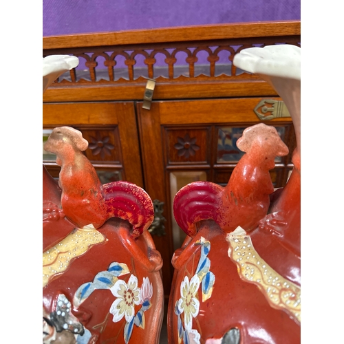 152 - Very large pair of late 19th Century Japanese Satsuma vases handpainted and with raised detail of Sa... 