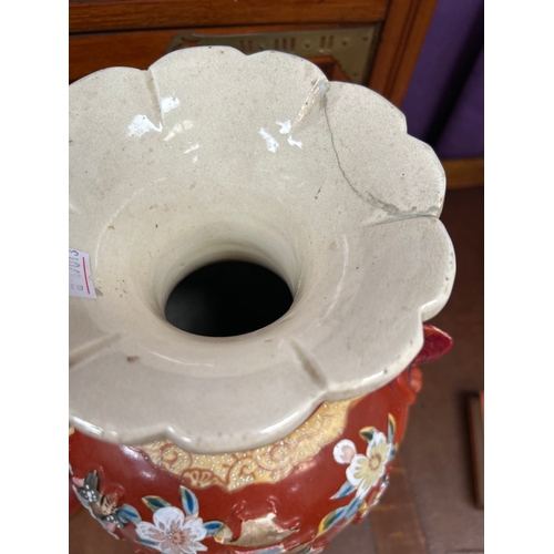 152 - Very large pair of late 19th Century Japanese Satsuma vases handpainted and with raised detail of Sa... 
