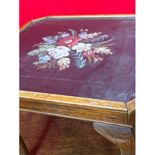 185 - Mid 20th Century coffee table on cabriole legs, the octagonal top with tapestry panel.
