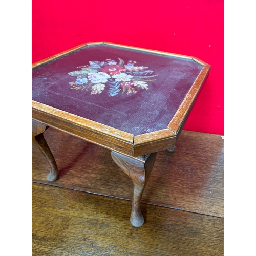 185 - Mid 20th Century coffee table on cabriole legs, the octagonal top with tapestry panel.