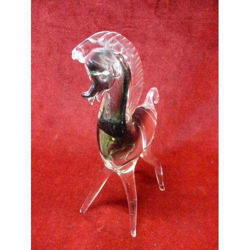 77 - Mid century Murano glass horse by Archimede Seguso (damage to ears)