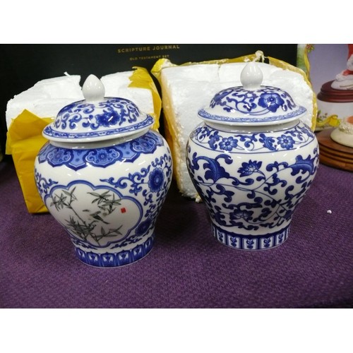 142 - 2 small Blue and White Ginger jars