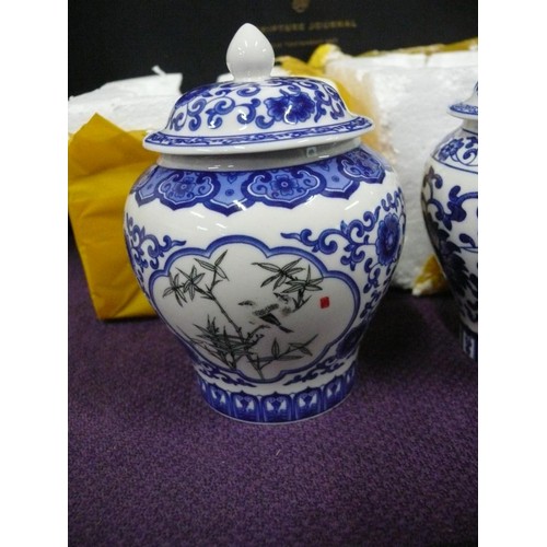 142 - 2 small Blue and White Ginger jars