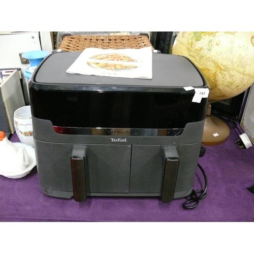 145 - Tefal double air fryer -  Dual Easy Fry, with manual, Appears unused