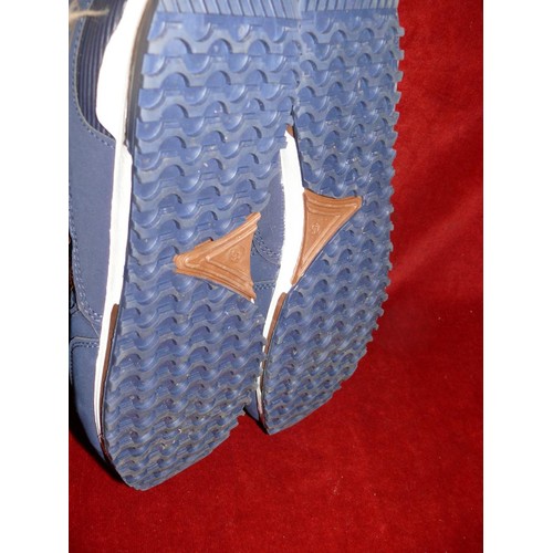 157A - Pair of navy and tan adidas trainers size 46