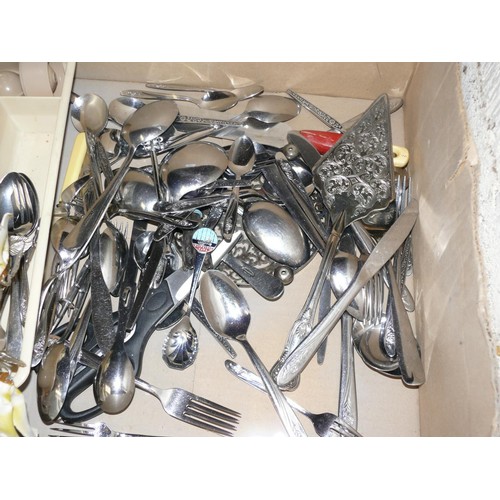 180 - Mixed cutlery and 2 candle holders with ceramic Yellow rose detail