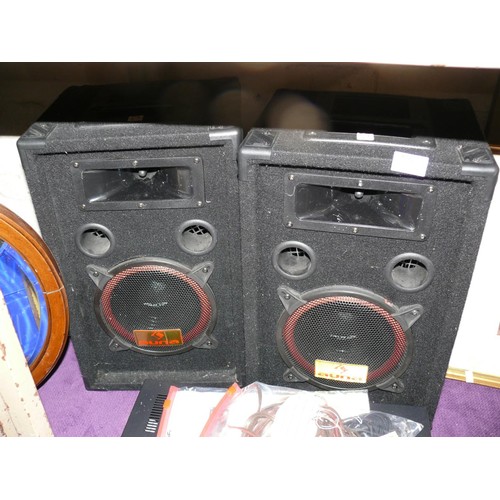192 - Auna PA BOX SPEAKERS, Stereo power amplifier SPL400 with instructions and cables
