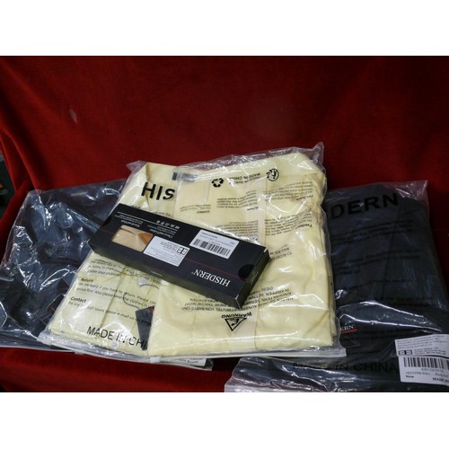 159 - Hisdern 2 x new and sealed Black shirts  XXL AND 3XL, 2 Lemon shirts  3xl and Braces , new and boxed