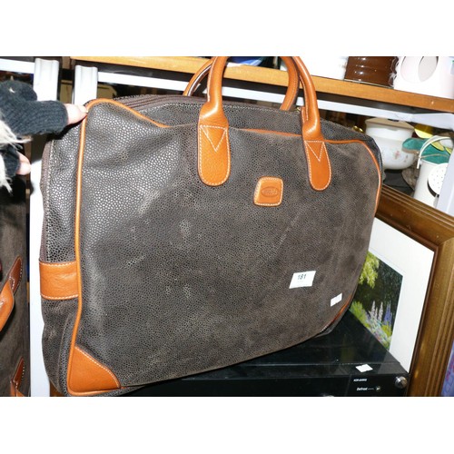 182 - Bric's Laptop Briefcase in Olive Green with leather trim