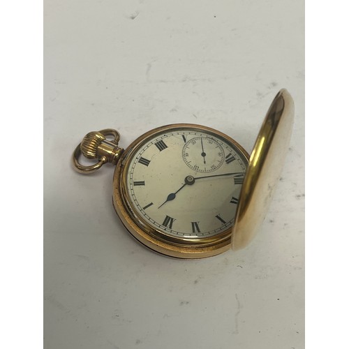 10 - Full hunter pocket watch with roman numerals on enamel