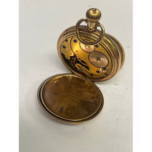 10 - Full hunter pocket watch with roman numerals on enamel