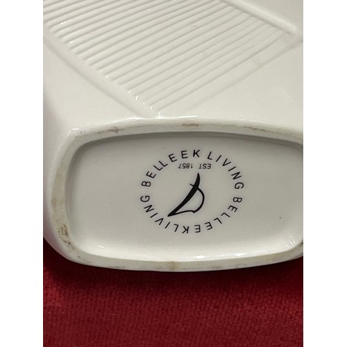 2 - LARGE BELLEEK VASE IN WHITE