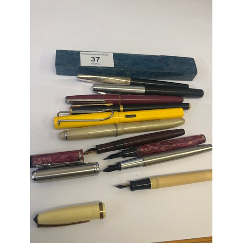 37 - Collection of 10 fountain pens