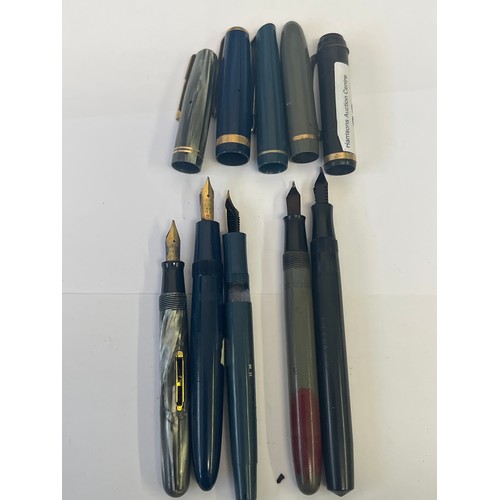 28 - A COLLECTION OF 5 FOUNTAIN PENS ALL WITH 14CT GOLD NIBS A SWAN PARKERS WATERMANS