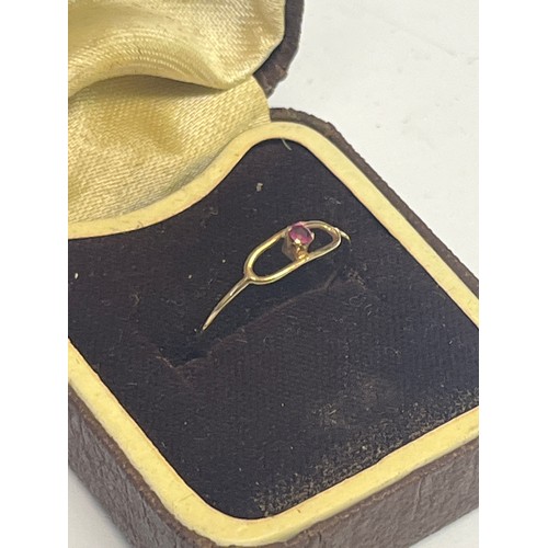 12 - 9ct gold and ruby small ring size I plus a pair of silver earrings