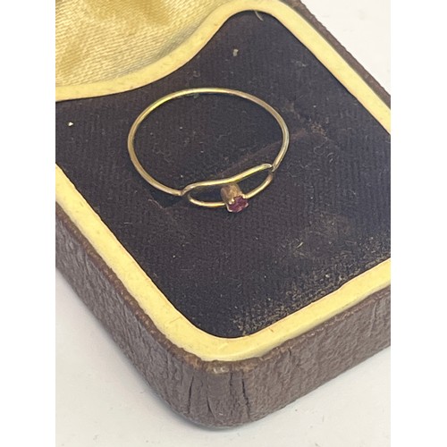 12 - 9ct gold and ruby small ring size I plus a pair of silver earrings