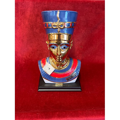 1 - Nefertiti bust by Nadal, hand painted with 24k gold and platinum finish, new with box 32cm high
