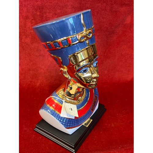 1 - Nefertiti bust by Nadal, hand painted with 24k gold and platinum finish, new with box 32cm high