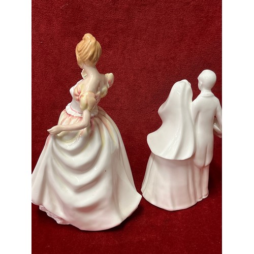3 - Royal Doulton bone china figurine HN3427 “Gift of Love” by Nada M Padley- 1993 together with “Bride ... 