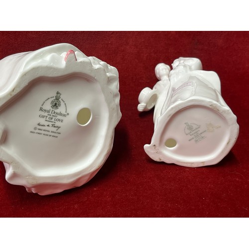 3 - Royal Doulton bone china figurine HN3427 “Gift of Love” by Nada M Padley- 1993 together with “Bride ... 