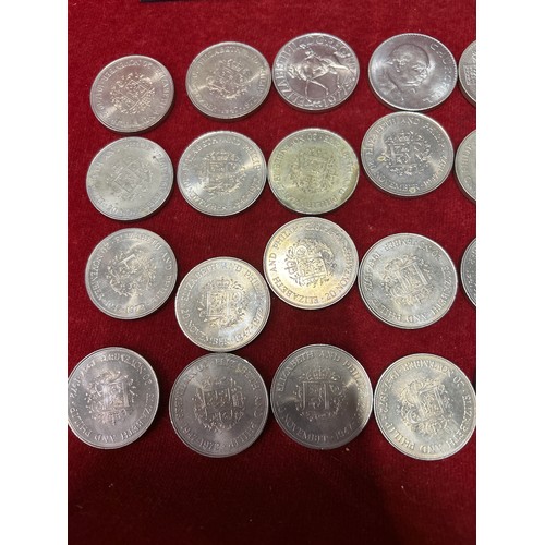 17A - 32 Queen Elizabeth II crown coins, mostly 1972