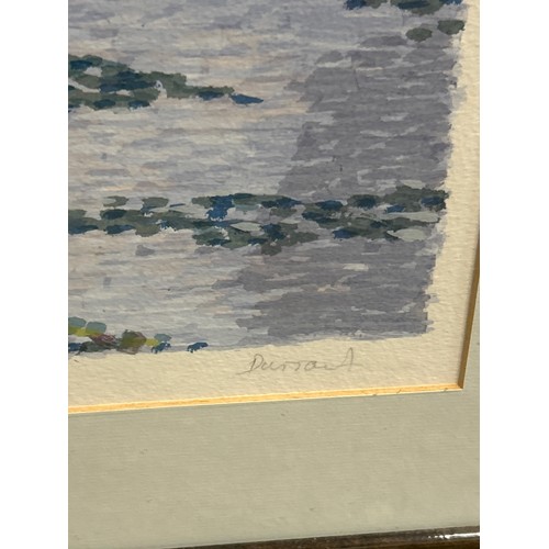 23 - Large signed silkscreen print of a lake scene “La Cabane” by Michael Durrant. Frame 84cm x 70cm