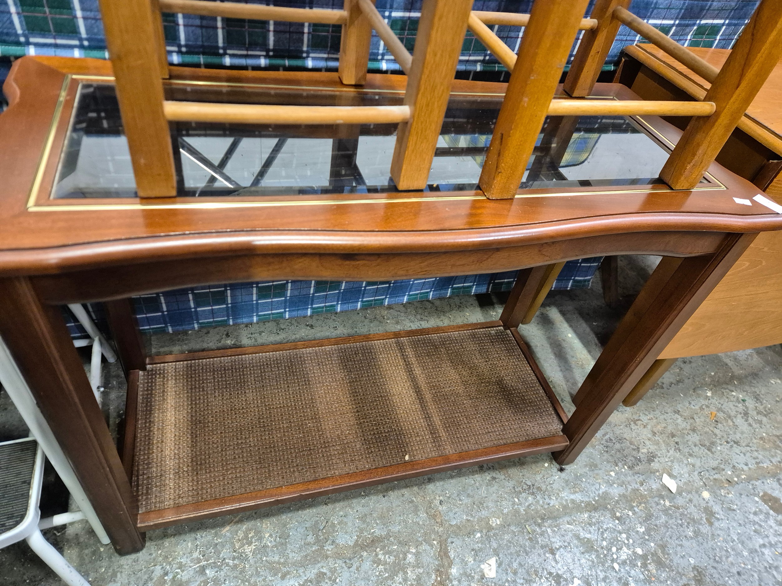 Reproduction glass topped console table