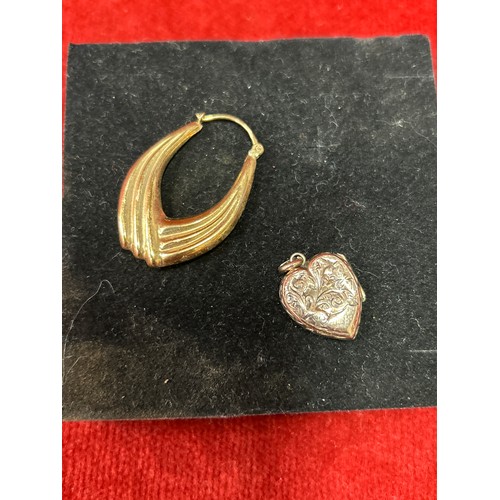 36 - Scrap gold - earring (1.7 grams .375) & locket (2g unmarked)