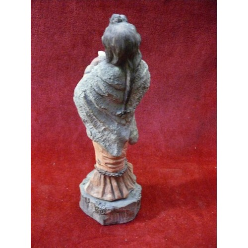 7 - Early 20thC continental pottery sculpture of a singing lady, probably Spanish. Approx 25cm tall. Und... 