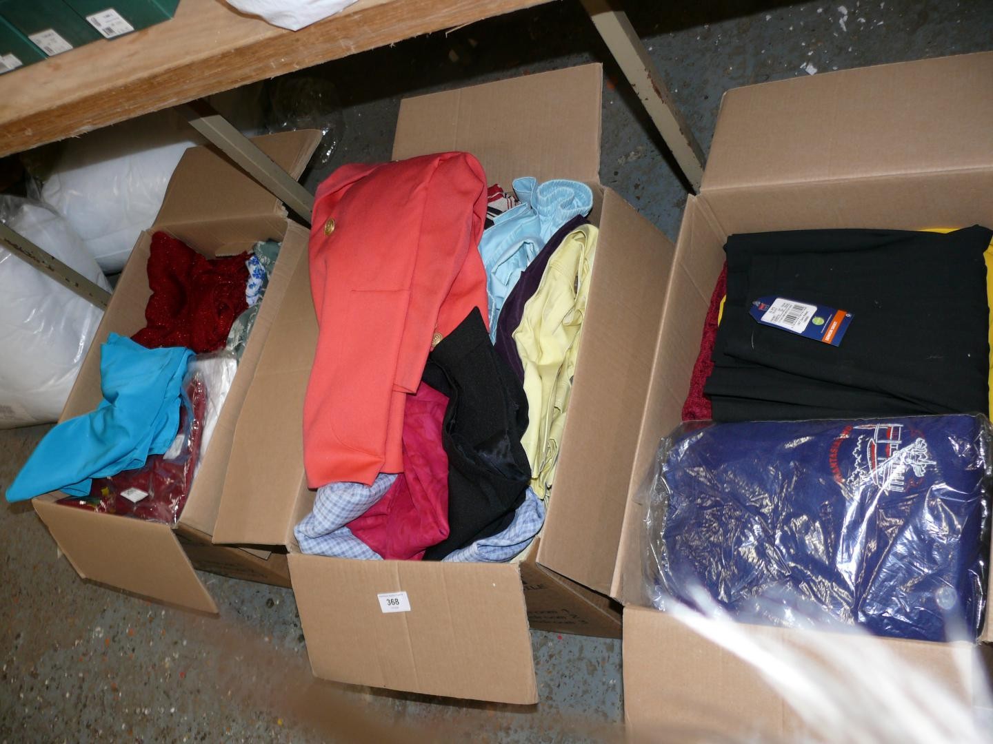 3 boxes of mixed clothing, many in packets or with tags