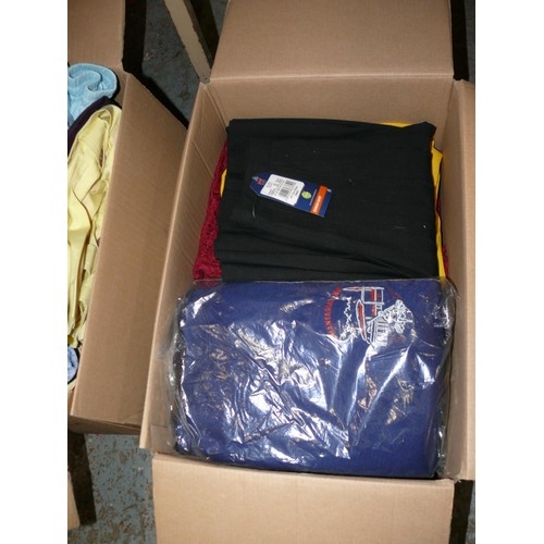 3 boxes of mixed clothing, many in packets or with tags