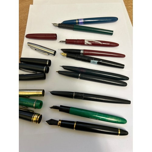 44 - A selection of 10 fountain pens, two without caps.