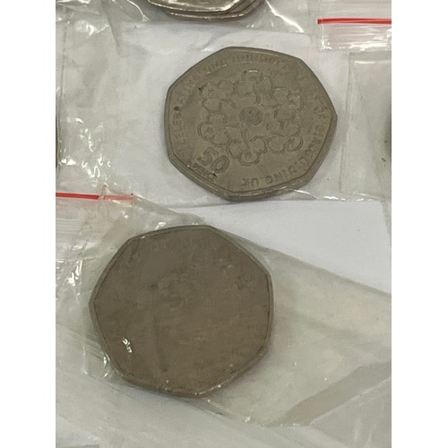 32 - 27 x collectors 50p coins inc Beatrix Potter, olympics, Battle of Hastings etc