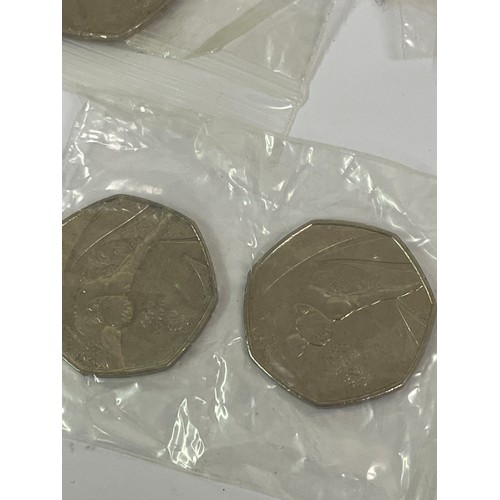 32 - 27 x collectors 50p coins inc Beatrix Potter, olympics, Battle of Hastings etc