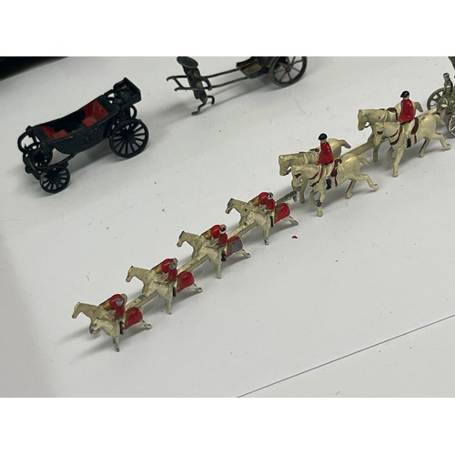 15 - Miniature rickshaw likely Hong Kong silver together with miniature coronation coaches & horses