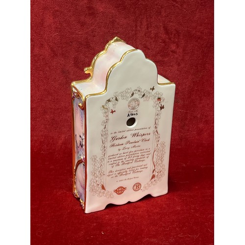 1 - Heirloom Porcelain Clock “Garden Whispers”  by Bradford Exchange, designed by Larry Martin decorated... 