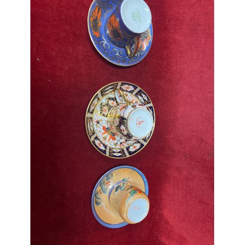 5 - 3 antique coffee cans & saucers including royal Crown Derby & Noritake