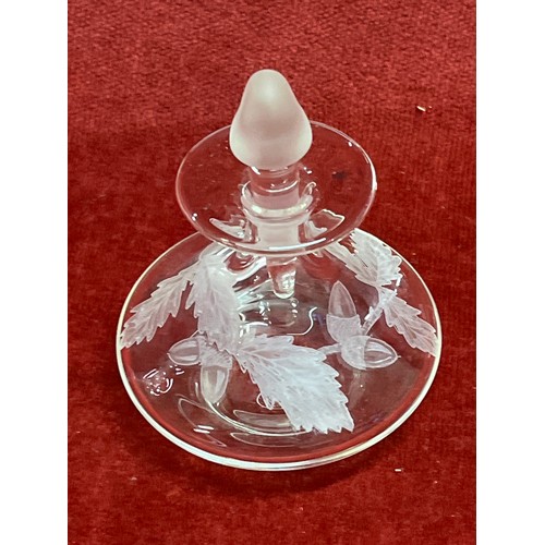 48 - 2 Litchfield glass scent bottles by Daysh with etched glass design