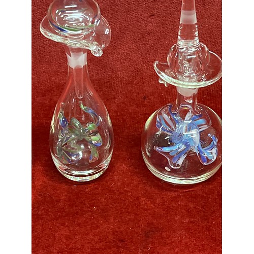47 - 3 Lichfield glass sculpture scent bottles signed Daysh