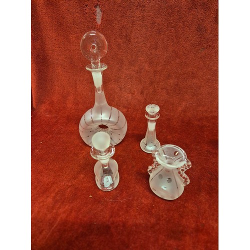 48B - Collection of 8 frosted glass scent bottles