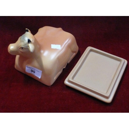 90 - Pair of ceramic cow creamers plus a cow butter dish and a Jersey cruet set