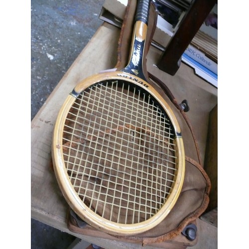 215 - Dunlop Powerwood wooden laminated racket with vintage case