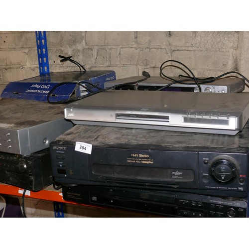 204 - Mixed lot of VHS, DVD and mini disc players