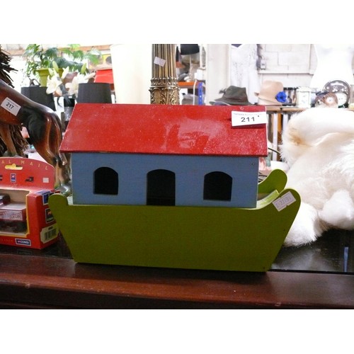 211 - Painted wood Noah's ark model